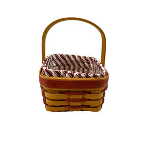 1994 Longaberger Small Sweetheart Basket w/Protector & Liner 5"L x 5"W x 2.5"H